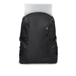 Mochila promocional para portátil de 15'' com detalhes ripstop City cor preto segunda vista