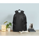 Mochila promocional para portátil de 15'' com detalhes ripstop City cor preto vista conjunto