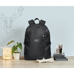 Mochila promocional para portátil de 15'' com detalhes ripstop City cor preto vista conjunto principal