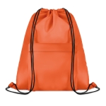 Mochilas publicitárias de cordão com bolso Urban Pocket cor cor-de-laranja