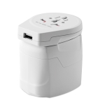 Adaptador de viagem personalizado com logótipo Skross Pro World & USB cor branco sétima vista