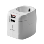 Adaptador de viagem universal com portas USB Skross Pro Light USB cor branco sexta vista