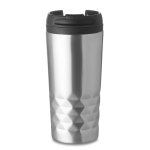 Caneca térmica em aço inoxidável com design geométrico 280ml Trilliant cor prateado mate segunda vista