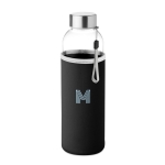 Garrafas de vidro com manga de neoprene 500ml Downtown cor preto vista principal