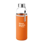 Garrafas de vidro com manga de neoprene 500ml Downtown cor cor-de-laranja vista principal