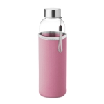 Garrafas de vidro com manga de neoprene 500ml Downtown cor cor-de-rosa