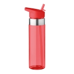 Bidões personalizados de tritan com bocal dobrável 650ml MetalRing cor vermelho transparente