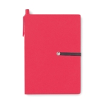 Conjunto com caderno de papel reciclado, adesivos e caneta EcoSet cor vermelho