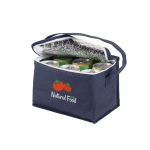 Saco térmico barato de non-woven com capacidade para 6 latas Frigid cor azul imagem com logo 4