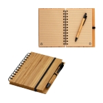 Caderno reciclado com caneta e capa de bambu folhas A5 pautadas Bamboo varias cores