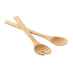 Set de 2 talheres para salada de bambu com logotipo gravado Bamboo cor natural