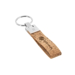 Elegante porta-chaves personalizado de cortiça com metal Cork cor natural imagem com logo