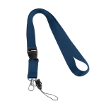 Lanyard de 2 cm de poliéster com minilanyard e fecho Doubleclip Plus cor azul