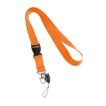 Lanyard de 2 cm de poliéster com minilanyard e fecho Doubleclip Plus cor cor-de-laranja