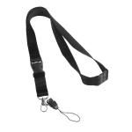 Lanyard de poliéster de 2 cm com fecho de segurança Doubleclip Extra cor preto