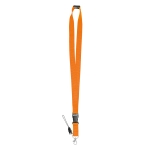 Lanyard de poliéster de 2 cm com fecho de segurança Doubleclip Extra cor cor-de-laranja primeira vista