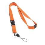 Lanyard de poliéster de 2 cm com fecho de segurança Doubleclip Extra cor cor-de-laranja