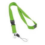 Lanyard de poliéster de 2 cm com fecho de segurança Doubleclip Extra cor verde-claro