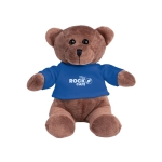 Peluche com camisola para personalizar com logo Mister Urso cor azul real primeira vista