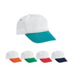 Boné de poliéster bicolor com velcro para promover a sua marca Visor varias cores