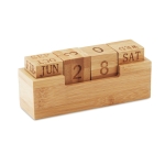 Calendário de madeira de bambu perpétuo para mesa Bamboo cor madeira