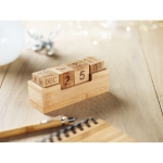 Calendário de madeira de bambu perpétuo para mesa Bamboo cor madeira vista conjunto