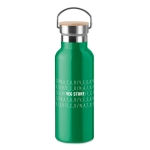 Garrafa personalizada térmica com tampa de bambu com pega 500ml Clip cor verde vista principal