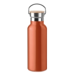 Garrafa personalizada térmica com tampa de bambu com pega 500ml Clip cor cor-de-laranja