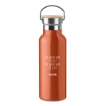 Garrafa personalizada térmica com tampa de bambu com pega 500ml Clip cor cor-de-laranja vista principal