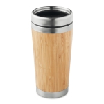 Canecas térmicas personalizadas de aço e bambu 400ml Bamboo cor madeira