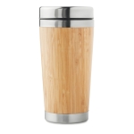 Canecas térmicas personalizadas de aço e bambu 400ml Bamboo cor madeira segunda vista