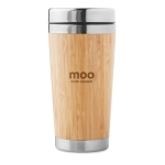 Canecas térmicas personalizadas de aço e bambu 400ml Bamboo cor madeira terceira vista principal