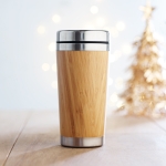 Canecas térmicas personalizadas de aço e bambu 400ml Bamboo cor madeira vista conjunto