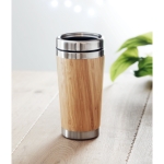 Canecas térmicas personalizadas de aço e bambu 400ml Bamboo cor madeira terceira vista conjunto