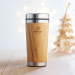 Canecas térmicas personalizadas de aço e bambu 400ml Bamboo cor madeira vista conjunto principal