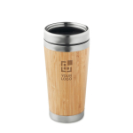 Canecas térmicas personalizadas de aço e bambu 400ml Bamboo cor madeira vista principal