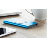 Carregador sem fio e powerbank 4.000 mAh Powercard Chargepad cor azul vista conjunto