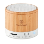 Coluna de som bluetooth de madeira estilo clássico para publicidade Natura cor branco vista principal