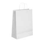 Saco publicitário barato de papel kraft branco 90 g/m2 Retail cor branco