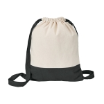 Saco-mochila personalizado bicolor de lona algodão 180 g/m² CottonStyle cor preto primeira vista