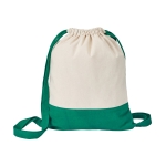 Saco-mochila personalizado bicolor de lona algodão 180 g/m² CottonStyle cor verde primeira vista