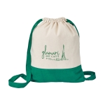 Saco-mochila personalizado bicolor de lona algodão 180 g/m² CottonStyle cor verde imagem com logo 2