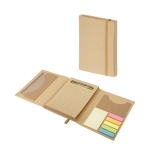 Bloco de notas papel reciclado com adesivos, régua e caneta PocketDesk varias cores