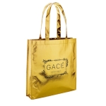 Saco promocional non-woven com acabamento brilhante 90 g/m2 Brilliant cor dourado