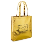 Saco promocional non-woven com acabamento brilhante 90 g/m2 Brilliant cor dourado imagem com logo