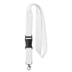 Lanyard promocional barato de poliéster com fivela Regular Plus cor branco