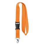 Lanyard promocional barato de poliéster com fivela Regular Plus cor cor-de-laranja