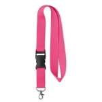 Lanyard promocional barato de poliéster com fivela Regular Plus cor cor-de-rosa