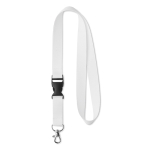 Lanyards publicitários reciclados com fivela desmontável rPET Plus cor branco