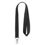 Lanyards promocionais de poliéster com o logótipo tecido Woven cor preto